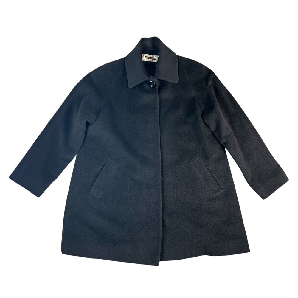Vintage Kristen Blake Studio Women's Black Angora / Wool Blend Overcoat Size L